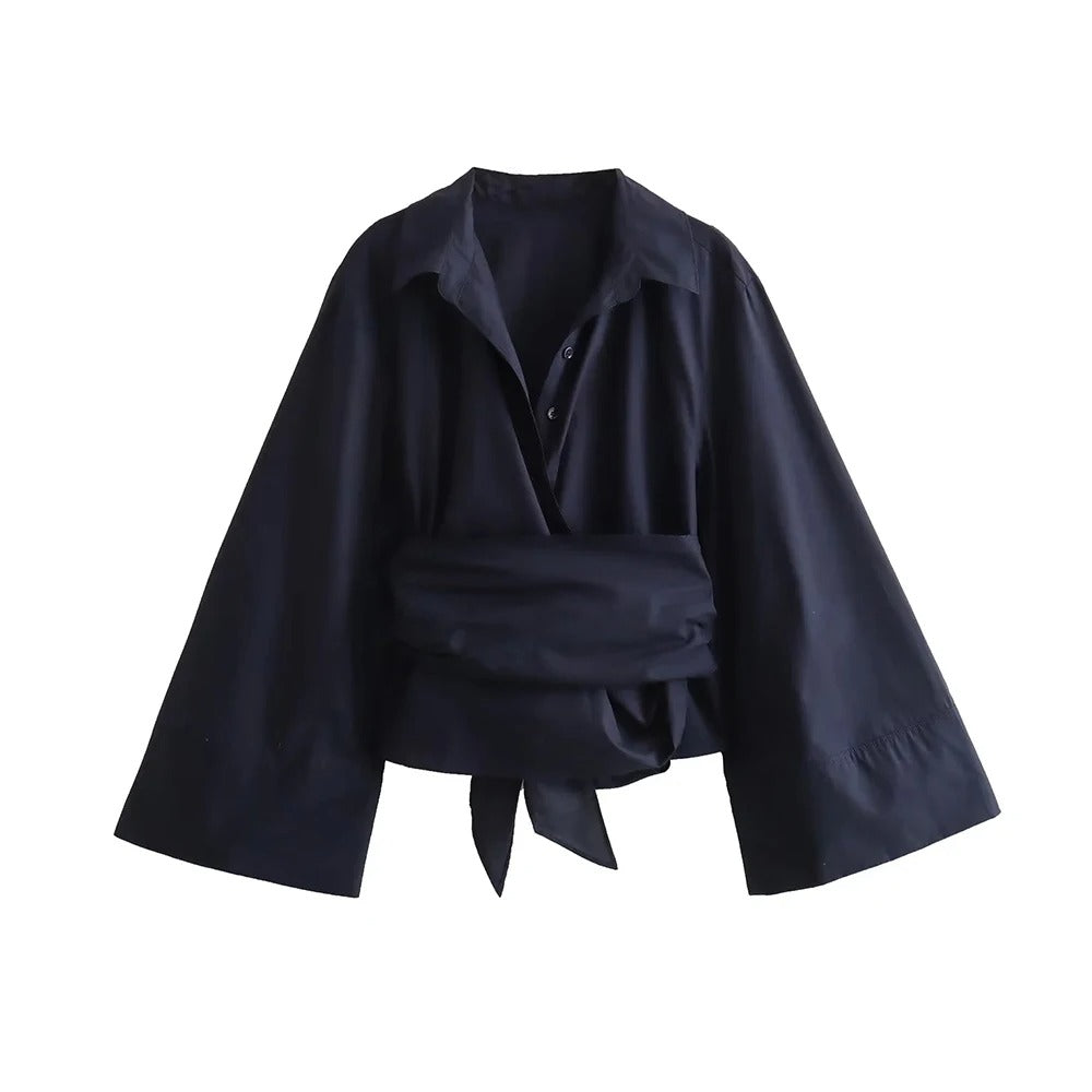 Kimono-Damenbluse mit langen Ärmeln