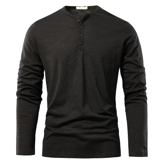 Langärmeliges T-Shirt mit Henley-Ausschnitt für Männer