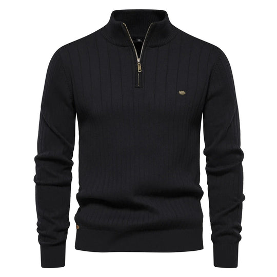 Herren-Strickpullover mit hohem Kragen