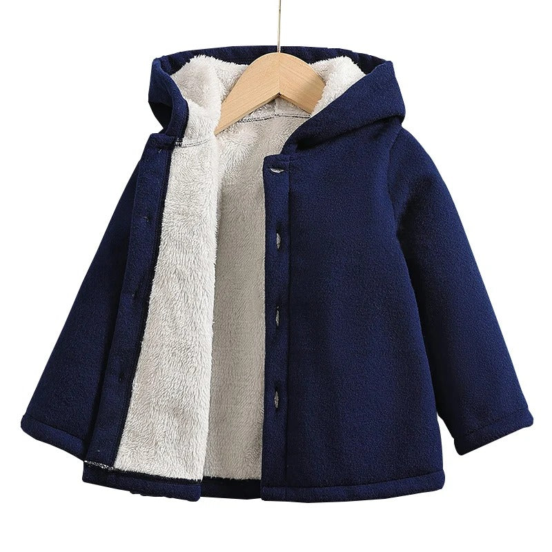 Dickere Fleecejacke für Kinder mit Kapuze
