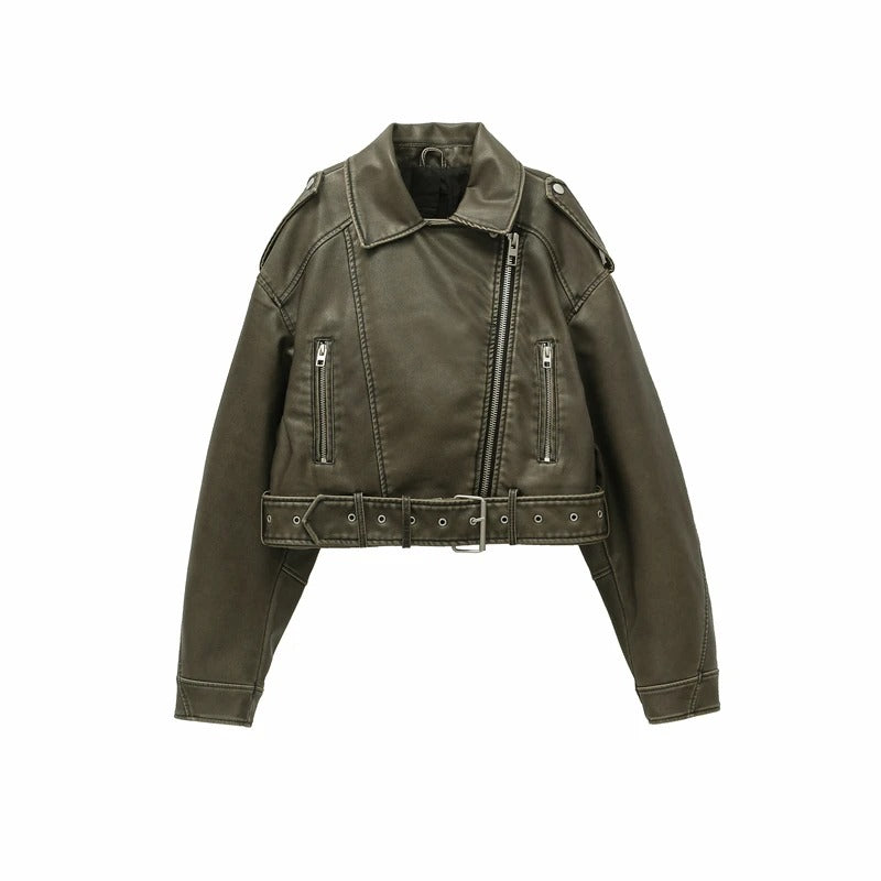Vintage Leder Damenjacke