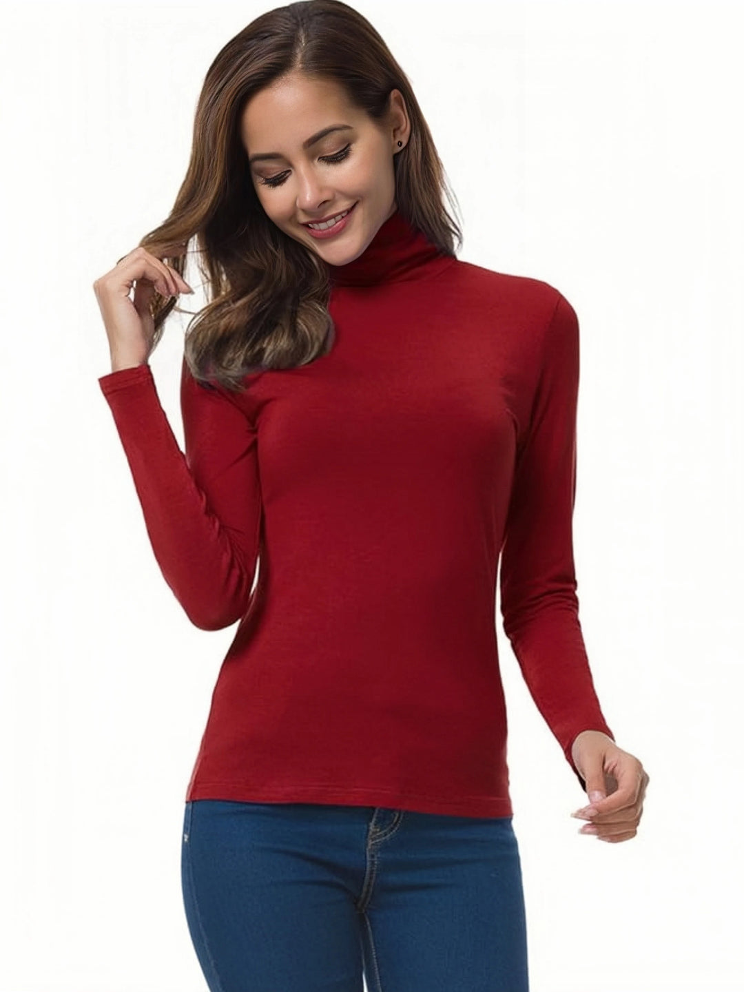 Weiches Damen-T-Shirt mit Rollkragen