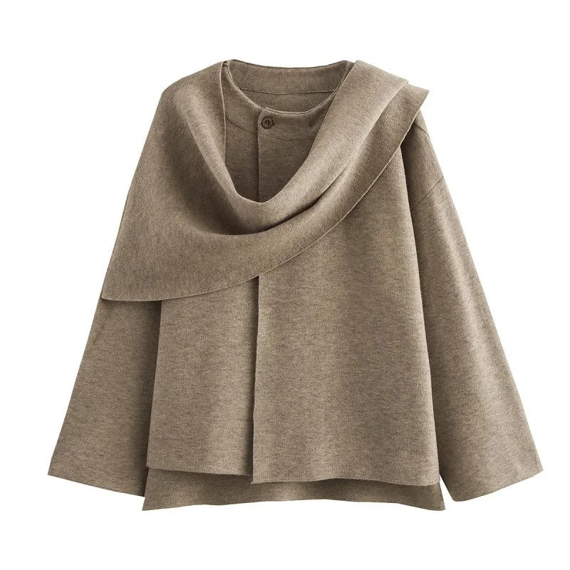 Asymmetrisch wattierte Damenjacke mit langen Ärmeln