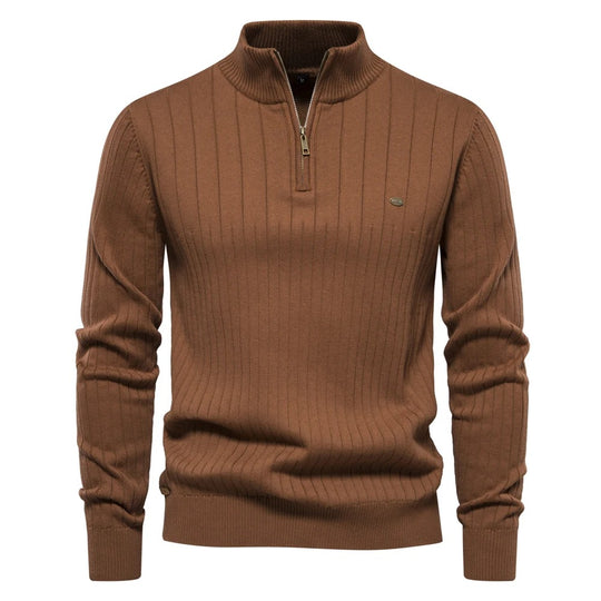 Herren-Strickpullover mit hohem Kragen