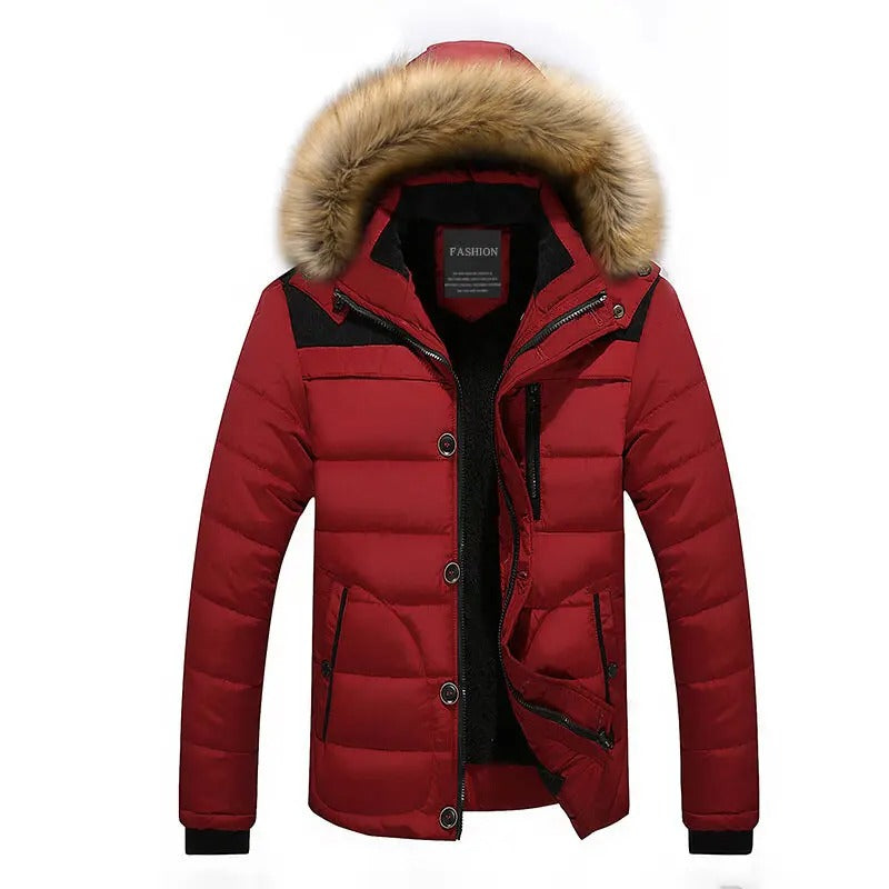 Herren-Parka aus Fleece-Daunen-Baumwolle