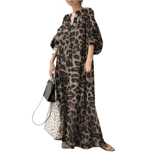 Leopardenmuster Maxikleid für Frauen