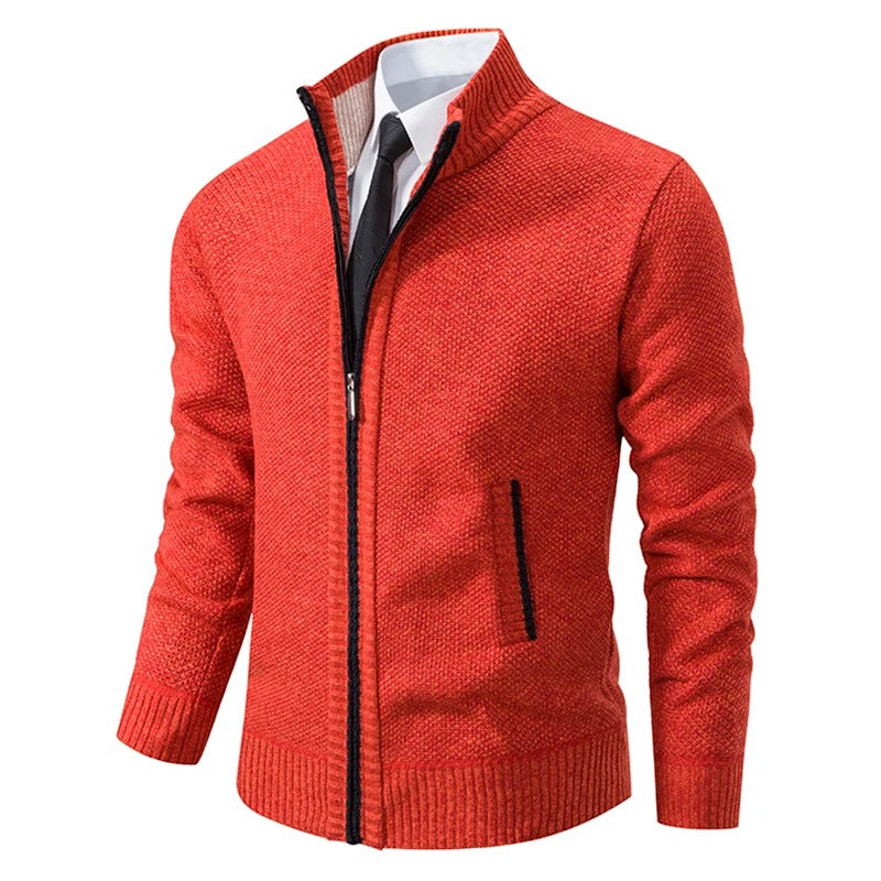 Warme Herren-Fleece-Strickjacke mit Reißverschluss