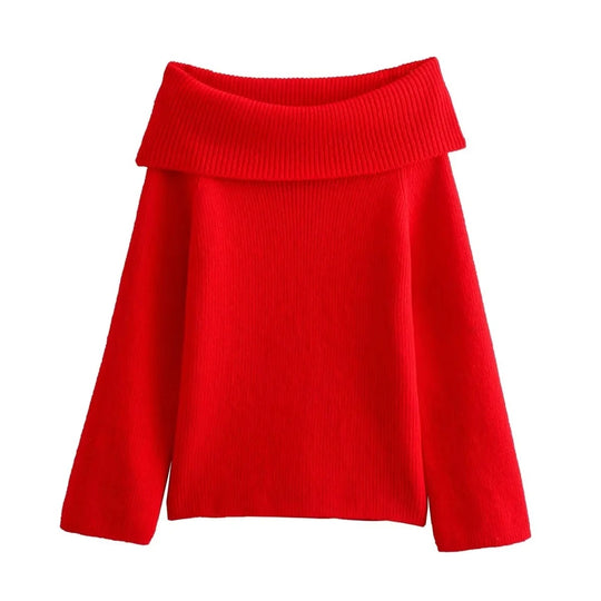 Off-Shoulder-Strickpullover für Frauen