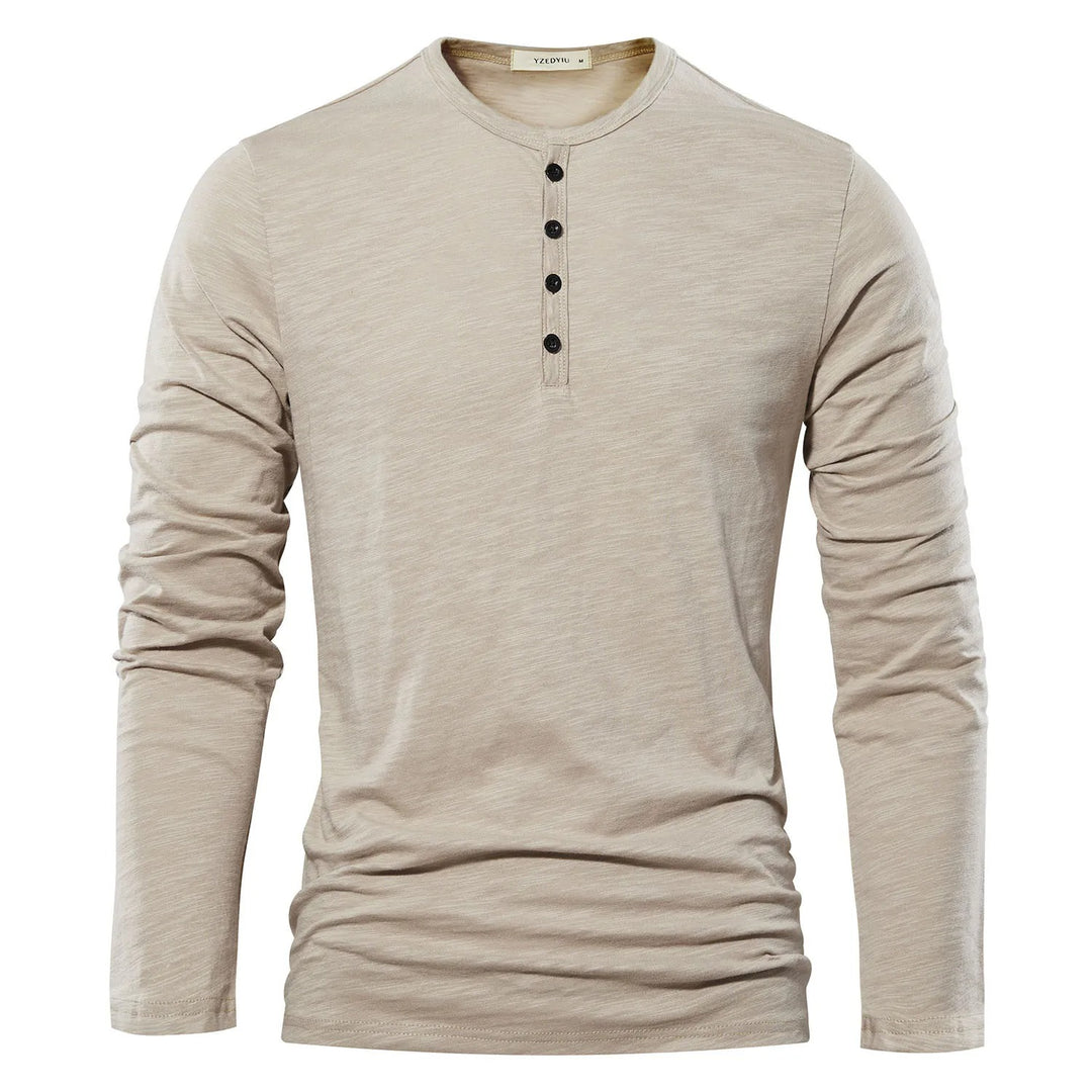 Langärmeliges T-Shirt mit Henley-Ausschnitt für Männer