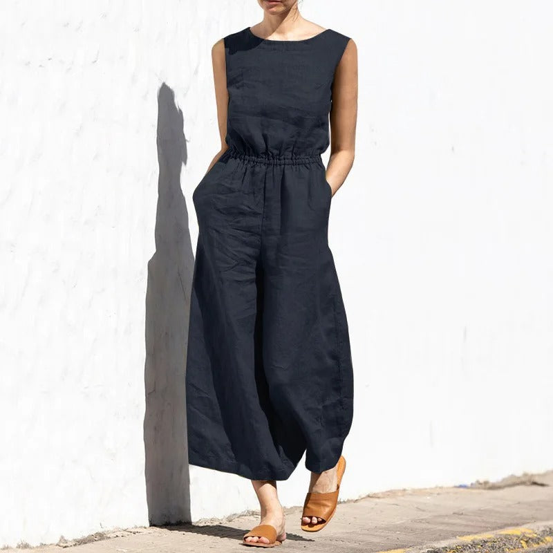 Damen-Overall aus Baumwolle mit hoher Taille