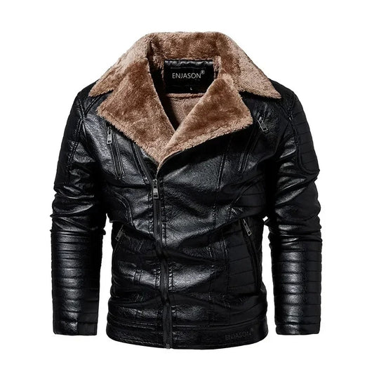 Herren Lederjacke mit Fellkragen
