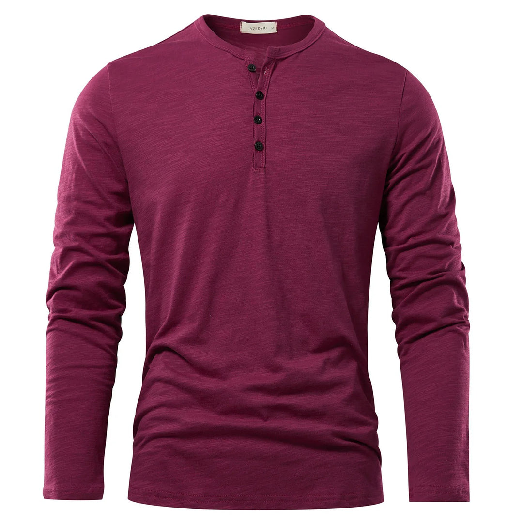 Langärmeliges T-Shirt mit Henley-Ausschnitt für Männer