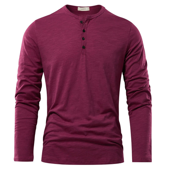 Langärmeliges T-Shirt mit Henley-Ausschnitt für Männer
