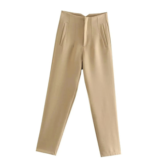 Damen-Hose mit hoher Taille und schmalem Bein