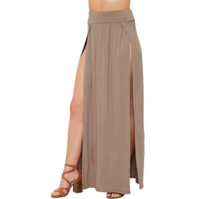 Damenrock mit hoher Taille und doppeltem Schlitz