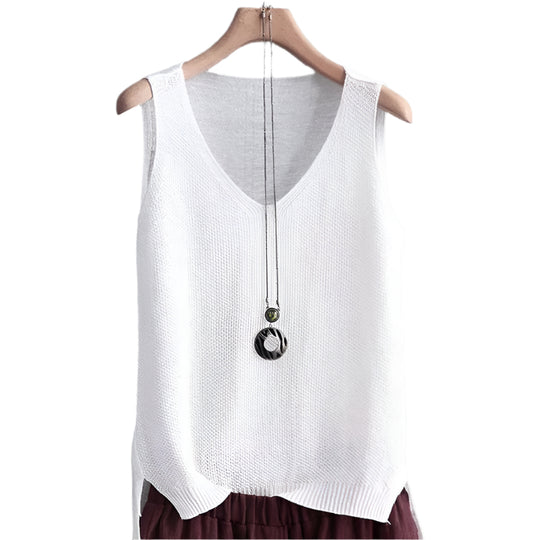 Ärmellose Strickbluse für Damen