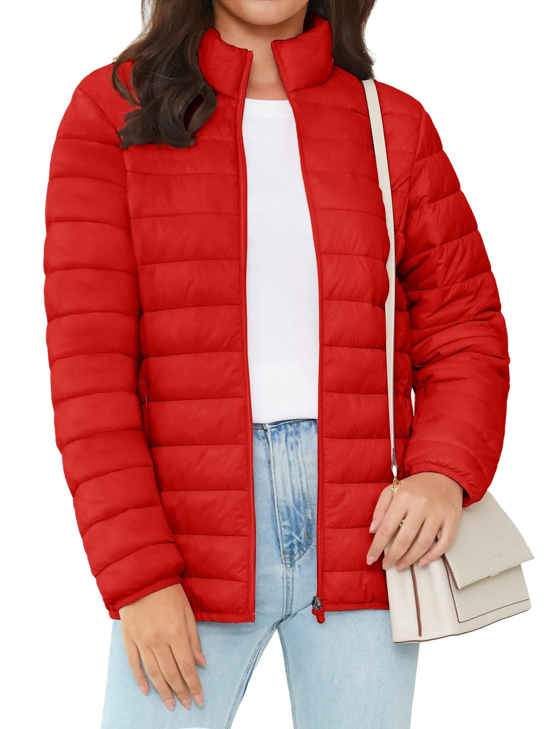 Damen-Pufferjacke mit durchgehendem Reißverschluss