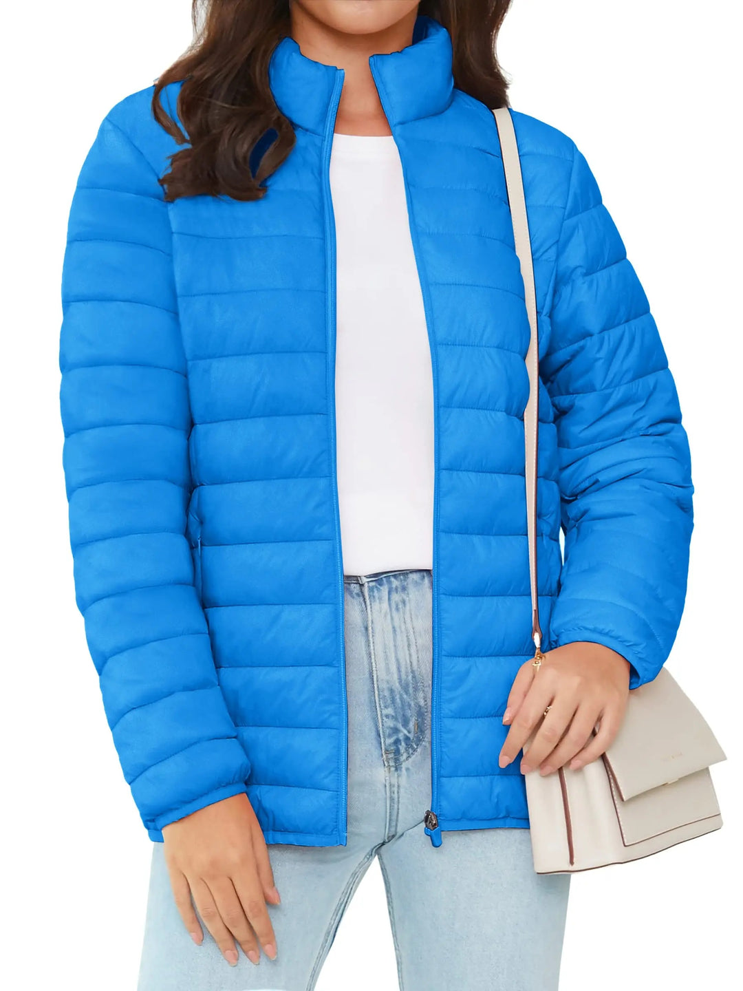 Damen-Pufferjacke mit durchgehendem Reißverschluss