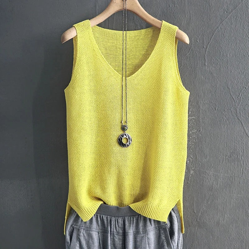 Ärmellose Strickbluse für Damen