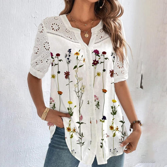 Damen Bluse Verspielt Druck Atmungsaktives Polyester für Freizeit und Büro 2