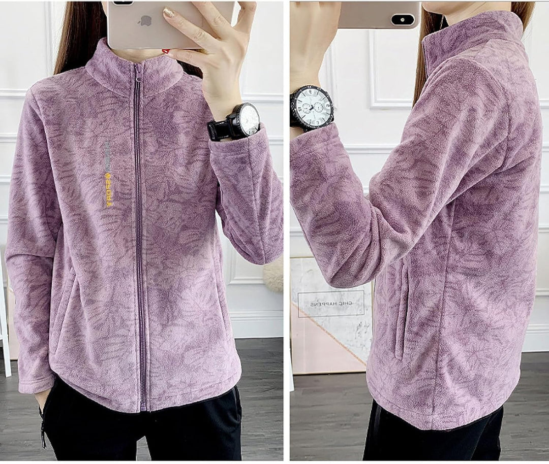 Bedruckte gebürstete Fleecejacke für Frauen