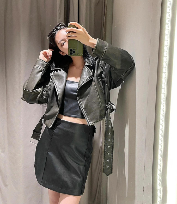 Vintage Leder Damenjacke